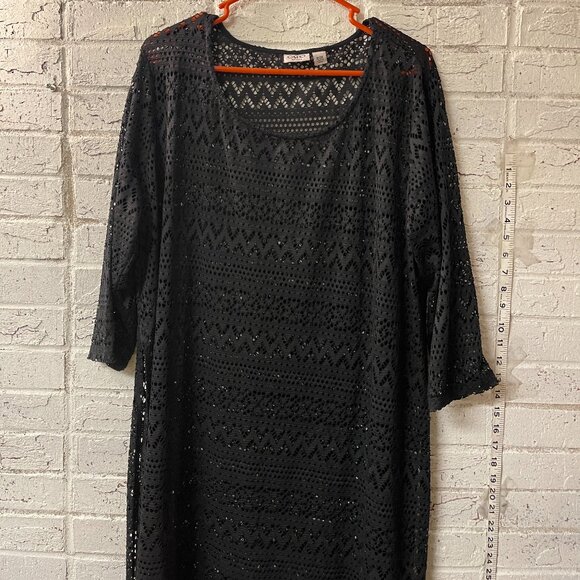 ✨ Cato Woman Black Sequin Lace Dress 18/20W | Sheer Glam Vibes ✨ - Picture 1 of 9